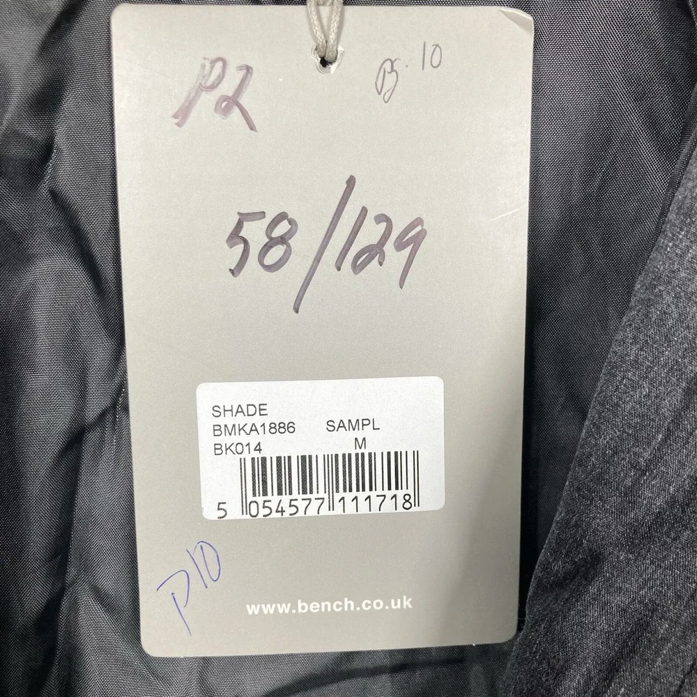 Bench Jacket Men's Medium Black Hooded‎ Light Weight Full Zip Casual Relaxed NEW